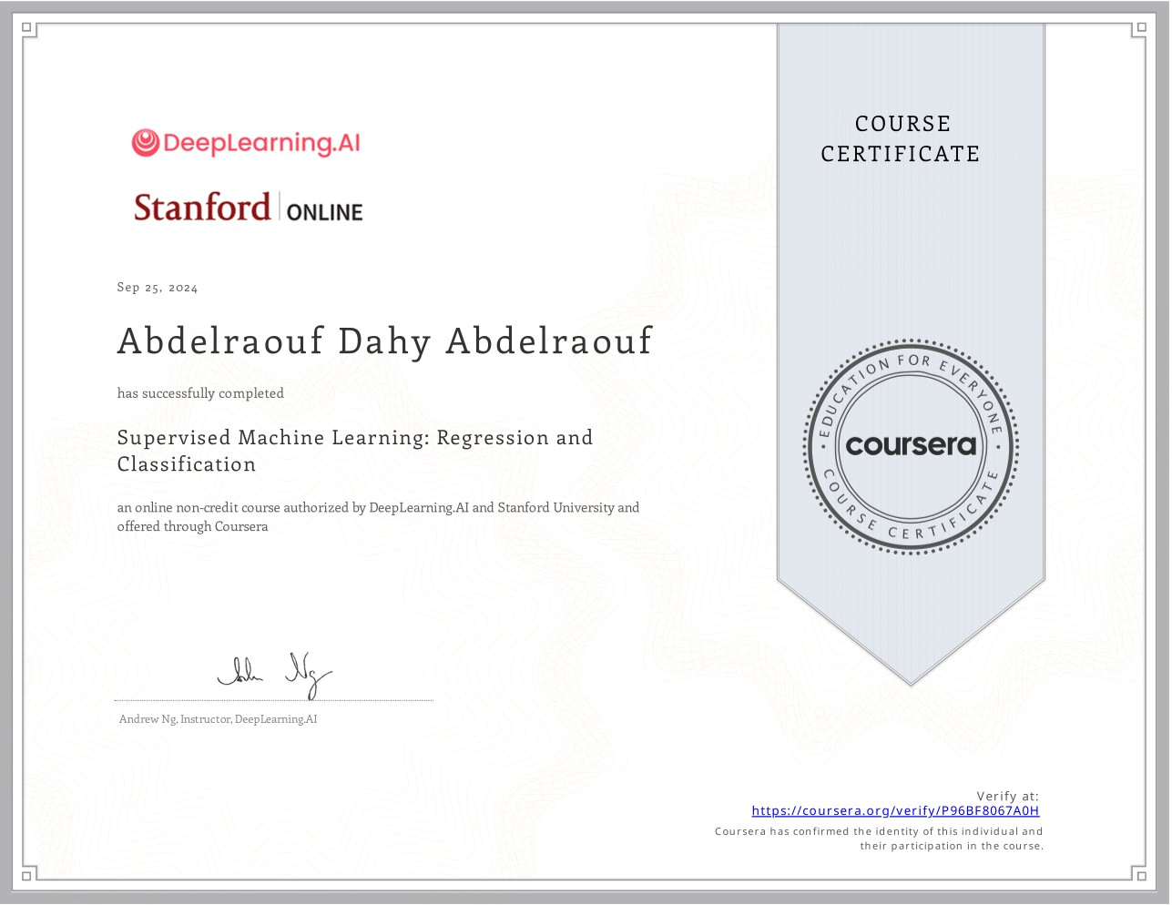 Machine Learning Certificate